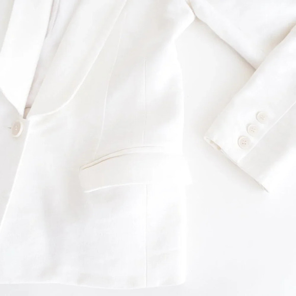 Smythe Les Vest White 33% Linen Single Button Closure Fitted Blazer 4 - Picture 6 of 13